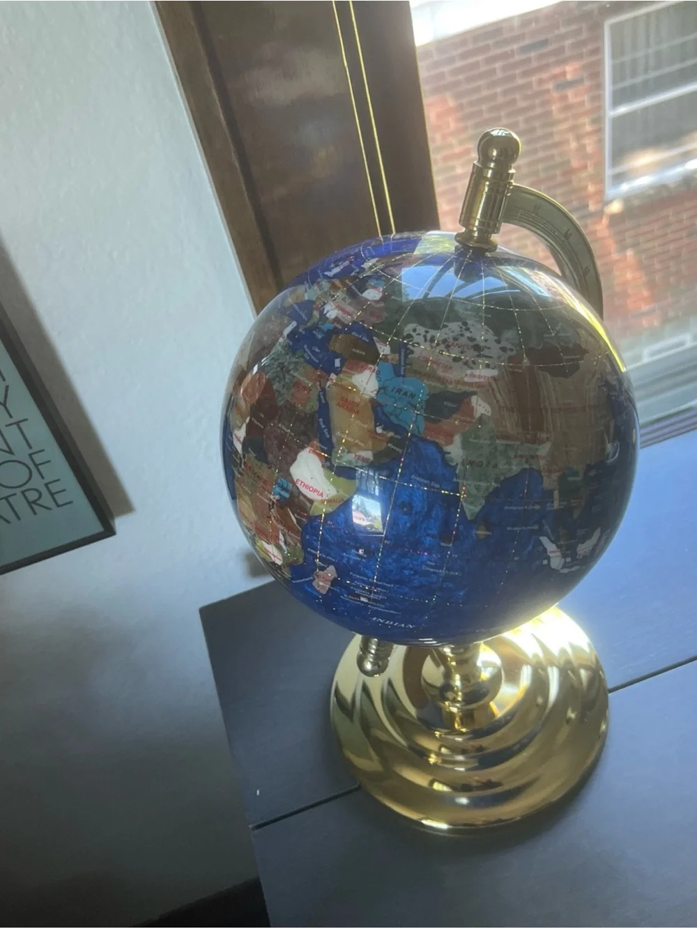 Stunning Semi-Precious Gem Stone Inlaid Globe